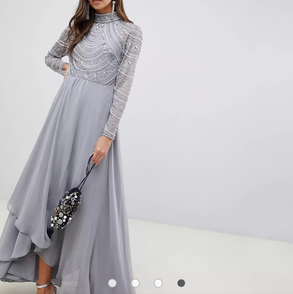 ASOS DESIGN maxi dress with long sleeve embellished bodice